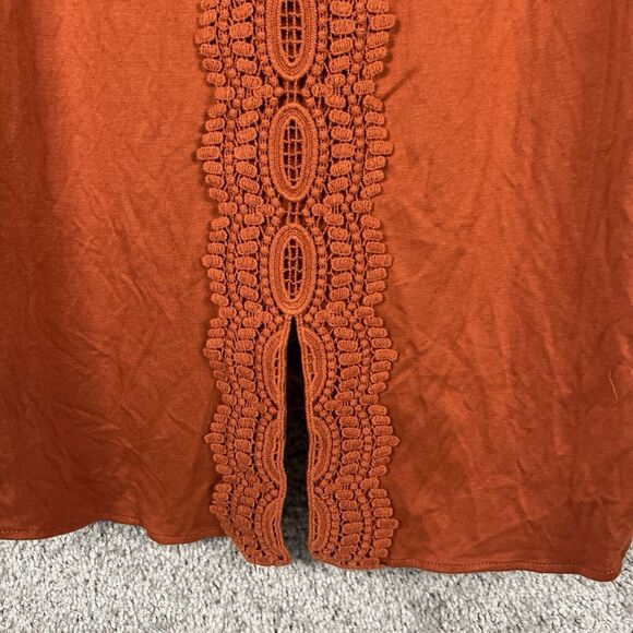 Daniel Rainn Shirt Womens Petite Large PL Sleeveless Brown Floral Keyhole Top - Picture 6 of 13